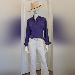 Roper Deep Purple Snap On Long Sleeve Button Up Large Western Style